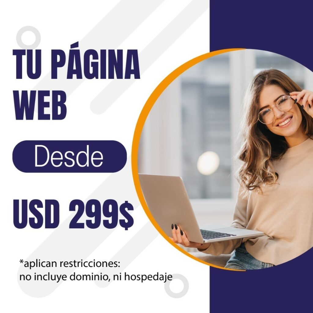 Oferta creación de sitio web desde USD$299